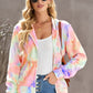 Tie-Dye Drawstring Detail Zip Up Hooded Jacket