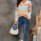 Striped V-Neck Knit Top