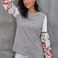 Printed Color Block Bubble Sleeve Sweatshirt