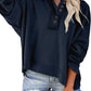Quarter-Button Exposed Seam Dropped Shoulder Hoodie