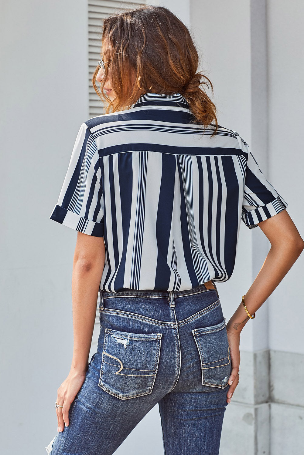 Printed Short Sleeve Button Down Shirt