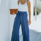 Paperbag Waist Tie Front Wide Leg Pants