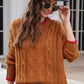 Contrast Trim Cable-Knit Sweater