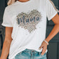 MAMA Leopard Heart Graphic Tee Shirt