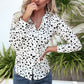 Animal Print Curved Hem Button-Up Shirt