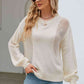Openwork Round Neck Dropped Shoulder Knit Top