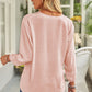 Swiss Dot Three-Quarter Sleeve Spliced Lace Blouse