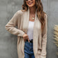 Shawl Collar Rib-Knit Open Front Cardigan