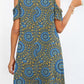 Printed Round Neck Cold-Shoulder Dress