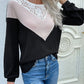 Lace Yoke Waffle Knit Top