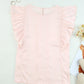 Round Neck Frill Trim Butterfly Sleeve Top