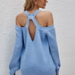 Cutout Cold-Shoulder Rib-Knit Sweater