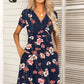 Printed Short Sleeve Surplice Neck Dress