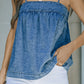 Smocked Adjustable Strap Denim Cami