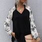 Floral Raglan Sleeve Tassel Tie Frill Trim Top