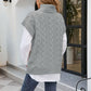 Mixed Knit Short Sleeve Turtleneck Sweater