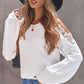 Lace Trim Cold-Shoulder Sweater