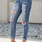 Distressed Frayed Hem Cropped Jeans