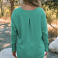 Seam Detail Curved Hem Long Sleeve Top