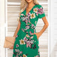 Printed Short Sleeve Surplice Neck Dress