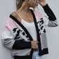 Color Block Drop Shoulder Button Down Cardigan
