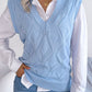 Openwork Ribbed Trim Sweater Vest