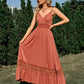 Spaghetti Strap Smocked Waist Spliced Lace Dress
