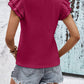 Textured V-Neck Flutter Sleeve Top