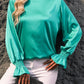 Flounce Sleeve Keyhole Blouse