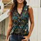 Sunflower Print Lace Trim Tank