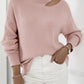 Cold-Shoulder Turtleneck Rib-Knit Sweater