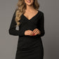 Long Sleeve Plunge Ribbed Bodycon Dress