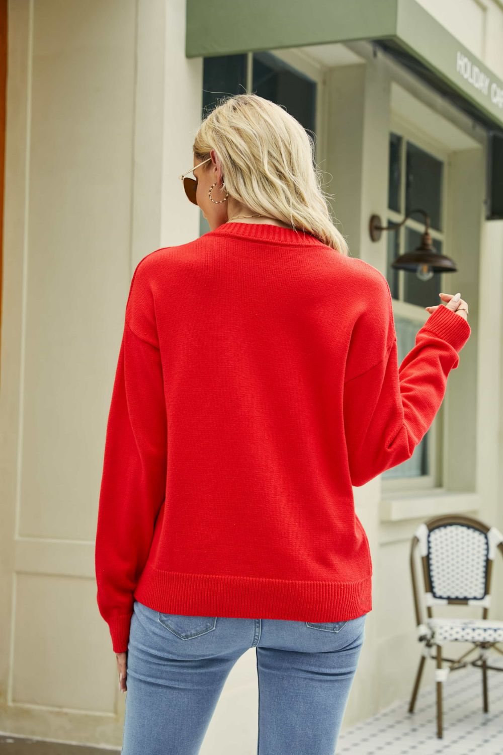 Smiley Face Graphic Dropped Shoulder Sweater