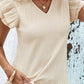 Textured V-Neck Flutter Sleeve Top