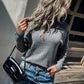 Ribbed Trim Dropped Shoulder Henley Sweater