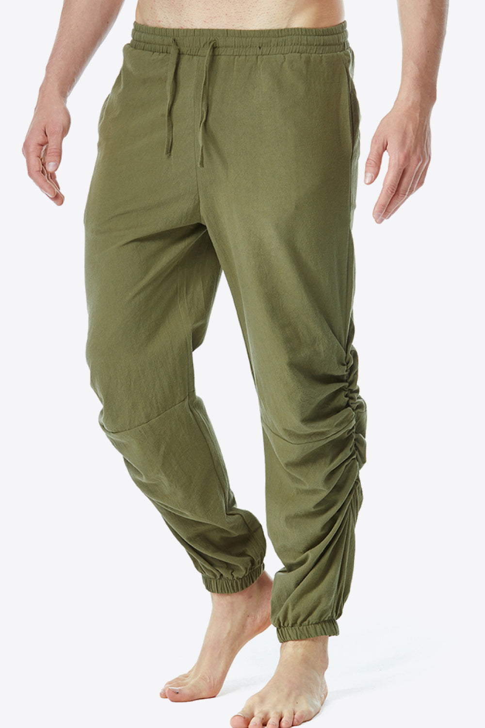 Full Size Ruched Drawstring Waist Pants