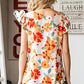 Floral Flutter Sleeve Round Neck Blouse