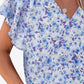 Floral V-Neck Flutter Sleeve Blouse