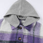 Plaid Button Front Brushed Hooded Jacket