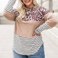 Plus Size Mixed Print Color Block Curved Hem Top