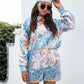 Floral Shirt and Shorts Set with Hair Scarf