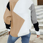 Color Block Mock Neck Ribbed Trim Sweater