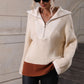 Color Block Half-Zip Dropped Shoulder Knit Pullover