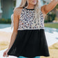 Leopard Spliced Ruched Tank Top