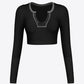 Contrast Trim Ribbed Cropped Top
