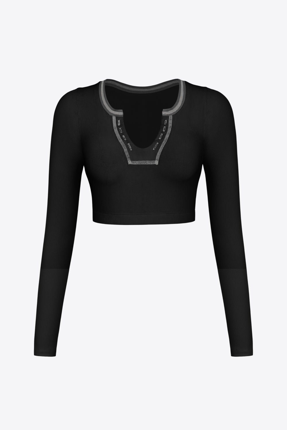 Contrast Trim Ribbed Cropped Top