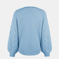 Openwork Balloon Sleeve Pullover Sweater
