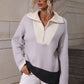 Color Block Half-Zip Dropped Shoulder Knit Pullover