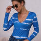 Tie-Dye Plunge Long Sleeve Top