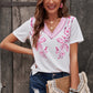 Floral Embroidery V-Neck Top